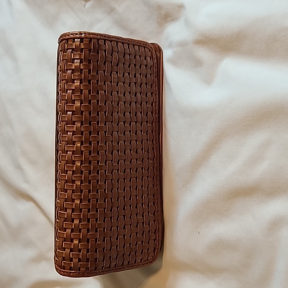 Patricia Nash Terresa Wallet Brown Rust Woven Leather Classic Preppy